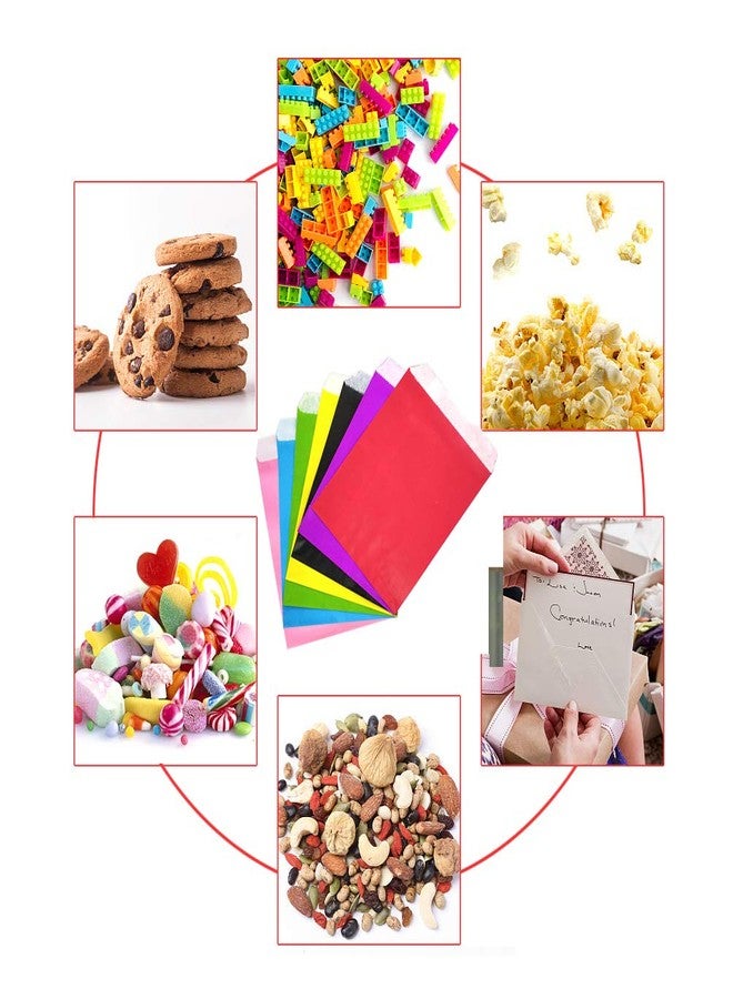 AZOWA 100 CT Small Paper Treat Sacks Pink 5 x 7 Inches Candy Buffet Bags for Party - Image 4